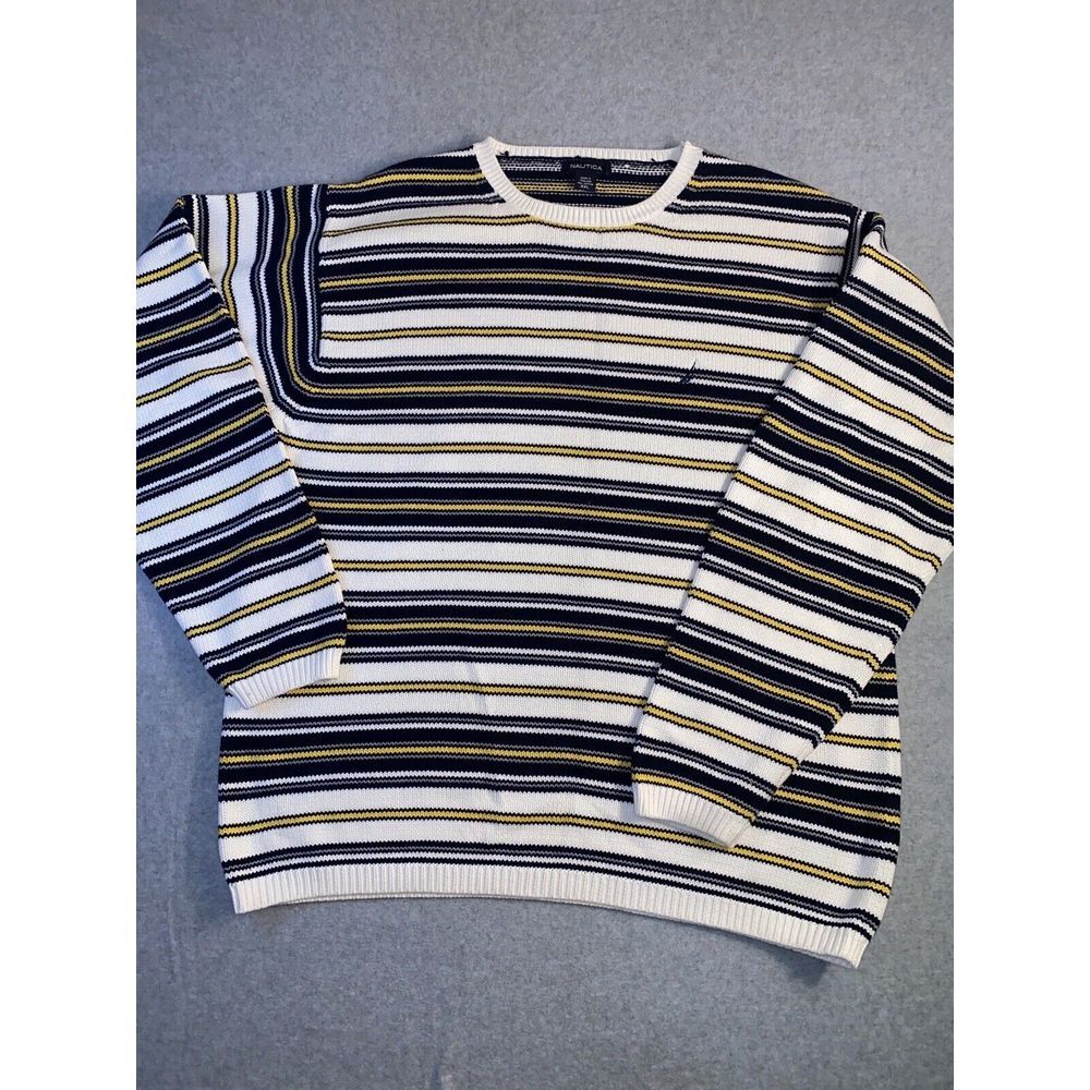 Nautica Sweater Mens XXL Striped Embroidered Sailing